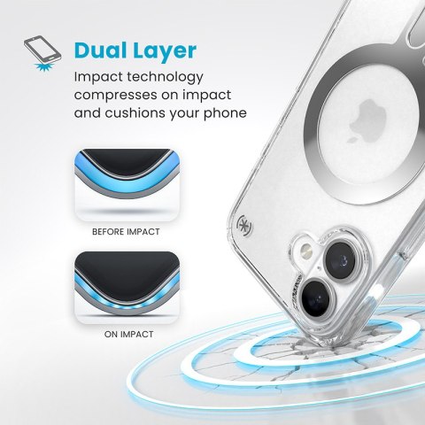 Speck Presidio Perfect-Clear ClickLock & MagSafe - Etui iPhone 16 (Clear / Chrome Finish / Serene Silver) Speck Presidio Perfect-Clear ClickLock & MagSafe - Etui iPhone 16 (Clear / Chrome Finish / Serene Silver)