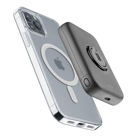 Cellularline Ring MAG 5000 - Power bank indukcyjny 5000mAh 7.5W MagSafe z funkcją standu (czarny) Cellularline Ring MAG 5000 - Power bank indukcyjny 5000mAh 7.5W MagSafe z funkcją standu (czarny)