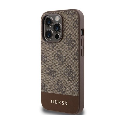 Guess 4G Bottom Stripe Metal Logo Collection - Etui iPhone 15 Pro Max (brązowy) Guess 4G Bottom Stripe Metal Logo Collection - Etui iPhone 15 Pro Max (brązowy)