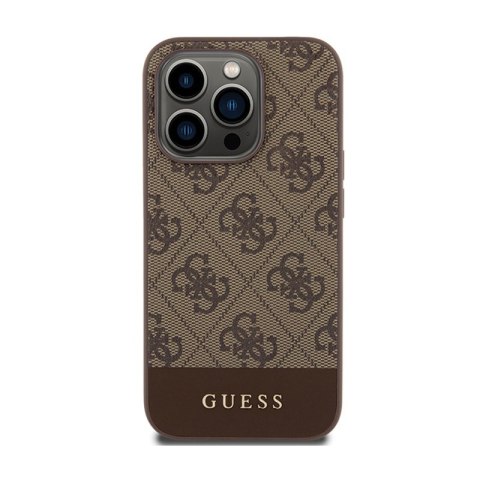 Guess 4G Bottom Stripe Metal Logo Collection - Etui iPhone 15 Pro Max (brązowy) Guess 4G Bottom Stripe Metal Logo Collection - Etui iPhone 15 Pro Max (brązowy)