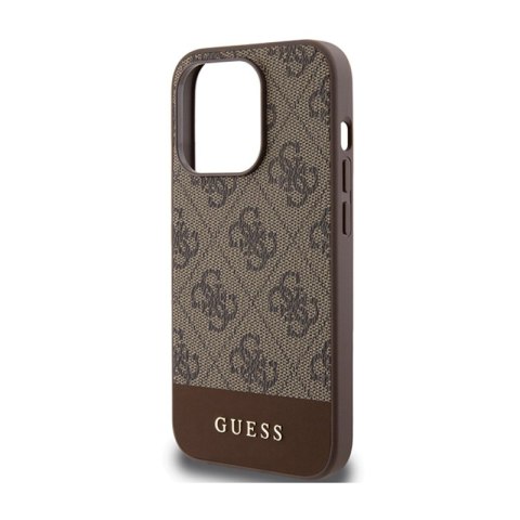 Guess 4G Bottom Stripe Metal Logo Collection - Etui iPhone 15 Pro Max (brązowy) Guess 4G Bottom Stripe Metal Logo Collection - Etui iPhone 15 Pro Max (brązowy)