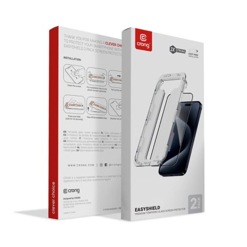 Crong EasyShield 2-Pack - Szkło hartowane iPhone 16 / iPhone 15 (2 sztuki) Crong EasyShield 2-Pack - Szkło hartowane iPhone 16 / iPhone 15 (2 sztuki)