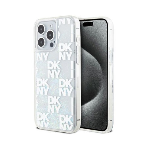 DKNY Liquid Glitter Multilogo - Etui iPhone 15 Pro Max (biały) DKNY Liquid Glitter Multilogo - Etui iPhone 15 Pro Max (biały)
