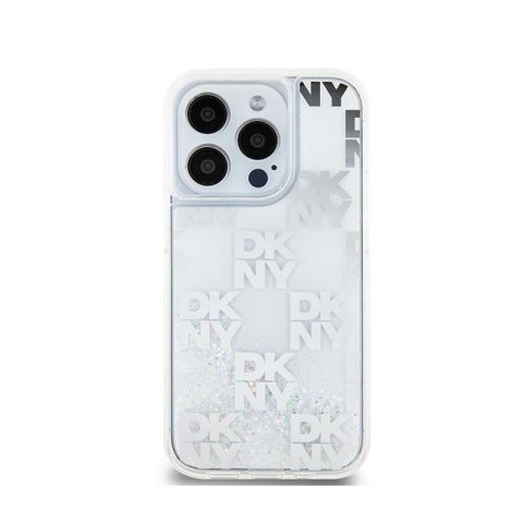 DKNY Liquid Glitter Multilogo - Etui iPhone 15 Pro (biały) DKNY Liquid Glitter Multilogo - Etui iPhone 15 Pro (biały)