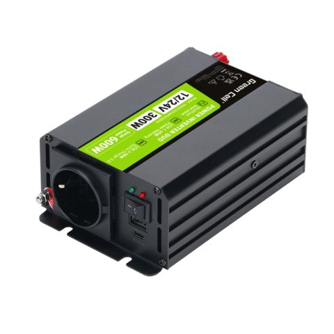 Green Cell - Przetwornica napięcia Inwerter DUO 12V/24V na 230V 300W/600W Modyfikowana sinusoida Green Cell - Przetwornica napięcia Inwerter DUO 12V/24V na 230V 300W/600W Modyfikowana sinusoida