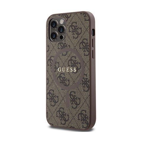 Guess 4G Collection Leather Metal Logo MagSafe - Etui iPhone 12 / iPhone 12 Pro (brązowy) Guess 4G Collection Leather Metal Logo MagSafe - Etui iPhone 12 / iPhone 12 Pro (brązowy)