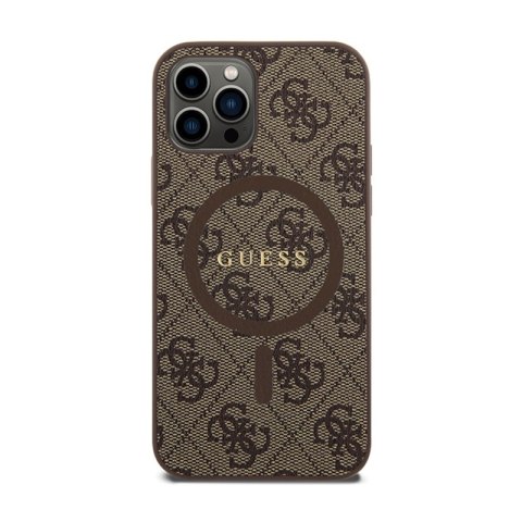 Guess 4G Collection Leather Metal Logo MagSafe - Etui iPhone 12 / iPhone 12 Pro (brązowy) Guess 4G Collection Leather Metal Logo MagSafe - Etui iPhone 12 / iPhone 12 Pro (brązowy)