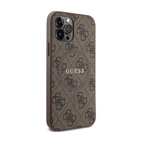 Guess 4G Collection Leather Metal Logo MagSafe - Etui iPhone 12 / iPhone 12 Pro (brązowy) Guess 4G Collection Leather Metal Logo MagSafe - Etui iPhone 12 / iPhone 12 Pro (brązowy)