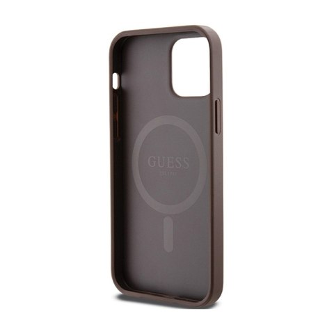 Guess 4G Collection Leather Metal Logo MagSafe - Etui iPhone 12 / iPhone 12 Pro (brązowy) Guess 4G Collection Leather Metal Logo MagSafe - Etui iPhone 12 / iPhone 12 Pro (brązowy)