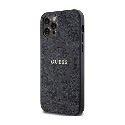 Guess 4G Collection Leather Metal Logo MagSafe - Etui iPhone 12 / iPhone 12 Pro (czarny) Guess 4G Collection Leather Metal Logo MagSafe - Etui iPhone 12 / iPhone 12 Pro (czarny)