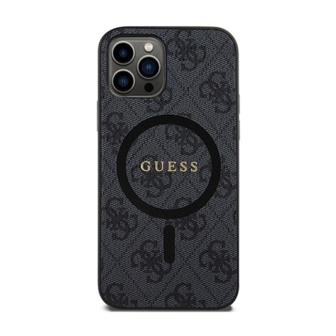Guess 4G Collection Leather Metal Logo MagSafe - Etui iPhone 12 / iPhone 12 Pro (czarny) Guess 4G Collection Leather Metal Logo MagSafe - Etui iPhone 12 / iPhone 12 Pro (czarny)