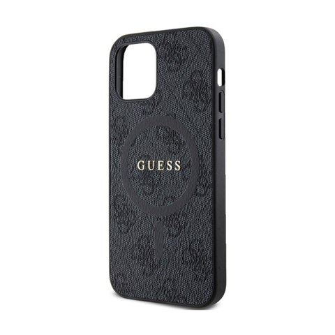 Guess 4G Collection Leather Metal Logo MagSafe - Etui iPhone 12 / iPhone 12 Pro (czarny) Guess 4G Collection Leather Metal Logo MagSafe - Etui iPhone 12 / iPhone 12 Pro (czarny)