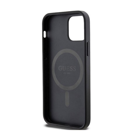 Guess 4G Collection Leather Metal Logo MagSafe - Etui iPhone 12 / iPhone 12 Pro (czarny) Guess 4G Collection Leather Metal Logo MagSafe - Etui iPhone 12 / iPhone 12 Pro (czarny)