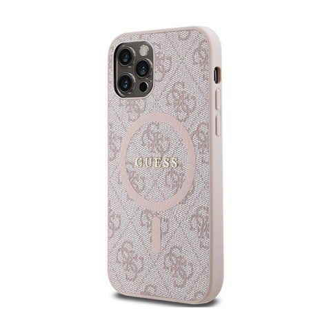 Guess 4G Collection Leather Metal Logo MagSafe - Etui iPhone 12 / iPhone 12 Pro (różowy) Guess 4G Collection Leather Metal Logo MagSafe - Etui iPhone 12 / iPhone 12 Pro (różowy)