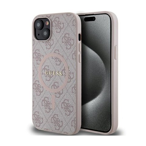 Guess 4G Collection Leather Metal Logo MagSafe - Etui iPhone 15 Plus / 14 Plus (różowy) Guess 4G Collection Leather Metal Logo MagSafe - Etui iPhone 15 Plus / 14 Plus (różowy)