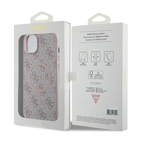 Guess 4G Collection Leather Metal Logo MagSafe - Etui iPhone 15 Plus / 14 Plus (różowy) Guess 4G Collection Leather Metal Logo MagSafe - Etui iPhone 15 Plus / 14 Plus (różowy)
