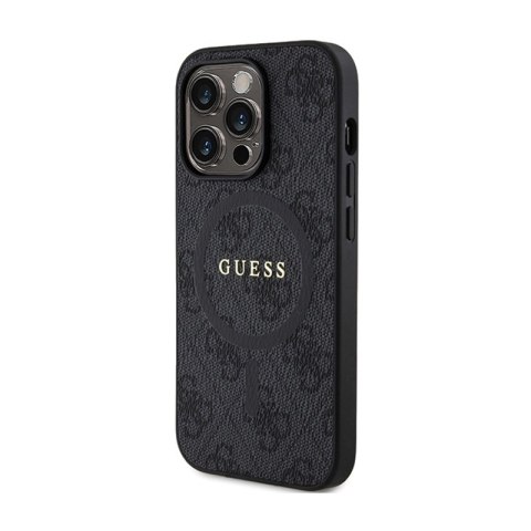 Guess 4G Collection Leather Metal Logo MagSafe - Etui iPhone 15 Pro (czarny) Guess 4G Collection Leather Metal Logo MagSafe - Etui iPhone 15 Pro (czarny)