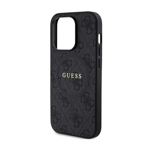 Guess 4G Collection Leather Metal Logo MagSafe - Etui iPhone 15 Pro (czarny) Guess 4G Collection Leather Metal Logo MagSafe - Etui iPhone 15 Pro (czarny)