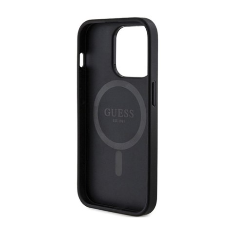 Guess 4G Collection Leather Metal Logo MagSafe - Etui iPhone 15 Pro (czarny) Guess 4G Collection Leather Metal Logo MagSafe - Etui iPhone 15 Pro (czarny)