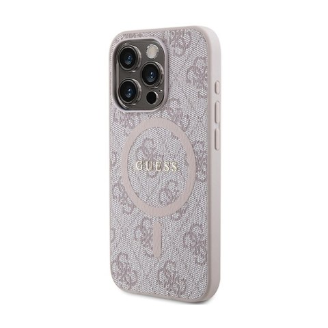 Guess 4G Collection Leather Metal Logo MagSafe - Etui iPhone 15 Pro (różowy) Guess 4G Collection Leather Metal Logo MagSafe - Etui iPhone 15 Pro (różowy)