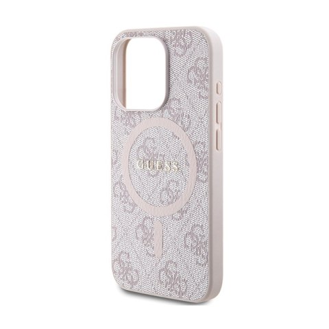 Guess 4G Collection Leather Metal Logo MagSafe - Etui iPhone 15 Pro (różowy) Guess 4G Collection Leather Metal Logo MagSafe - Etui iPhone 15 Pro (różowy)