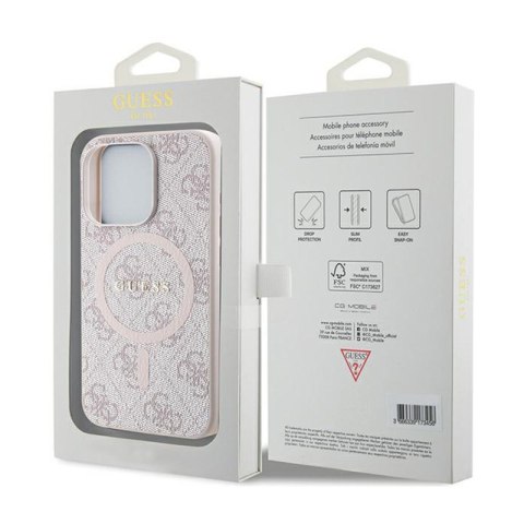 Guess 4G Collection Leather Metal Logo MagSafe - Etui iPhone 15 Pro (różowy) Guess 4G Collection Leather Metal Logo MagSafe - Etui iPhone 15 Pro (różowy)