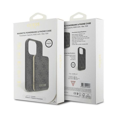 Guess Bundle Pack MagSafe 4G Metal Gold Logo - Zestaw etui + Power Bank 5000mAh MagSafe iPhone 11 (czarny) Guess Bundle Pack MagSafe 4G Metal Gold Logo - Zestaw etui + Power Bank 5000mAh MagSafe iPhone 11 (czarny)