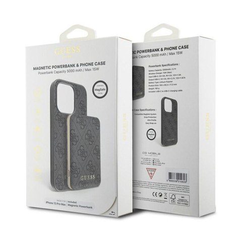 Guess Bundle Pack MagSafe 4G Metal Gold Logo - Zestaw etui + Power Bank 5000mAh MagSafe iPhone 13 Pro Max (czarny) Guess Bundle Pack MagSafe 4G Metal Gold Logo - Zestaw etui + Power Bank 5000mAh MagSafe iPhone 13 Pro Max (czarny)