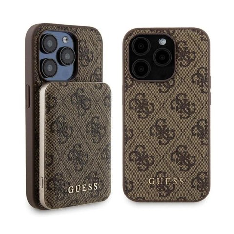 Guess Bundle Pack MagSafe 4G Metal Gold Logo - Zestaw etui + Power Bank 5000mAh MagSafe iPhone 15 Pro (brązowy) Guess Bundle Pack MagSafe 4G Metal Gold Logo - Zestaw etui + Power Bank 5000mAh MagSafe iPhone 15 Pro (brązowy)