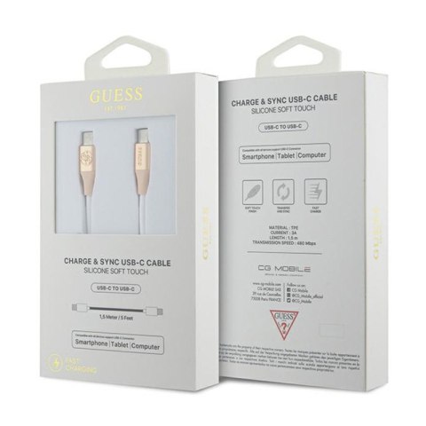 Guess Ebossed Logo - Kabel USB-C do USB-C Fast Charging 1.5m (złoty) Guess Ebossed Logo - Kabel USB-C do USB-C Fast Charging 1.5m (złoty)