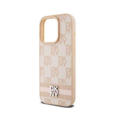 DKNY Leather Checkered Mono Pattern & Printed Stripes - Etui iPhone 15 Pro Max (różowy) DKNY Leather Checkered Mono Pattern & Printed Stripes - Etui iPhone 15 Pro Max (różowy)