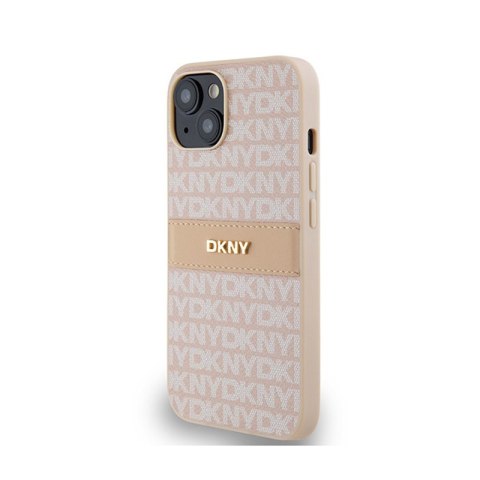 DKNY Leather Mono Stripe & Metal Logo - Etui iPhone 14 / 15 / 13 (różowy) DKNY Leather Mono Stripe & Metal Logo - Etui iPhone 14 / 15 / 13 (różowy)