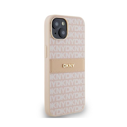 DKNY Leather Mono Stripe & Metal Logo - Etui iPhone 14 / 15 / 13 (różowy) DKNY Leather Mono Stripe & Metal Logo - Etui iPhone 14 / 15 / 13 (różowy)