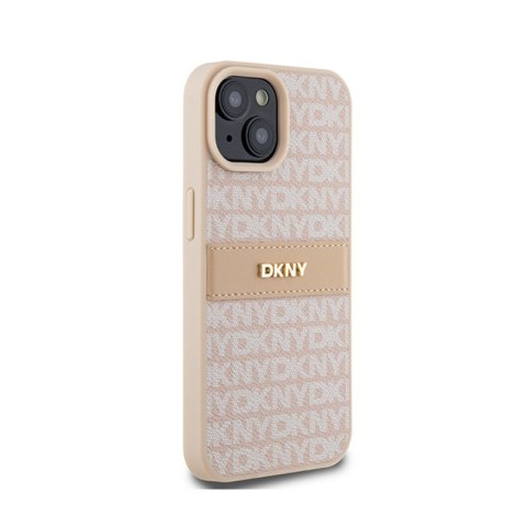 DKNY Leather Mono Stripe & Metal Logo - Etui iPhone 15 Plus / 14 Plus (różowy) DKNY Leather Mono Stripe & Metal Logo - Etui iPhone 15 Plus / 14 Plus (różowy)