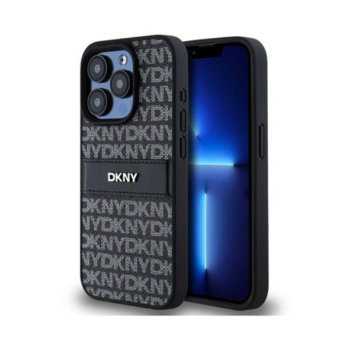 DKNY Leather Mono Stripe & Metal Logo - Etui iPhone 15 Pro Max (czarny) DKNY Leather Mono Stripe & Metal Logo - Etui iPhone 15 Pro Max (czarny)