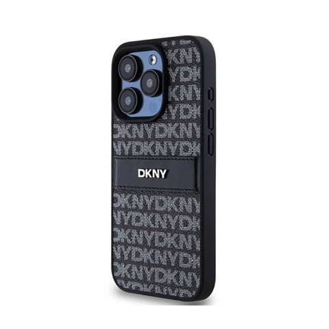 DKNY Leather Mono Stripe & Metal Logo - Etui iPhone 15 Pro Max (czarny) DKNY Leather Mono Stripe & Metal Logo - Etui iPhone 15 Pro Max (czarny)