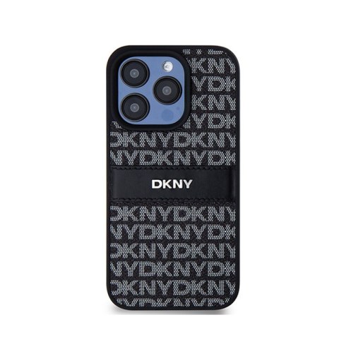 DKNY Leather Mono Stripe & Metal Logo - Etui iPhone 15 Pro Max (czarny) DKNY Leather Mono Stripe & Metal Logo - Etui iPhone 15 Pro Max (czarny)