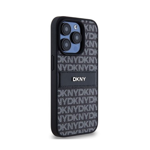 DKNY Leather Mono Stripe & Metal Logo - Etui iPhone 15 Pro Max (czarny) DKNY Leather Mono Stripe & Metal Logo - Etui iPhone 15 Pro Max (czarny)