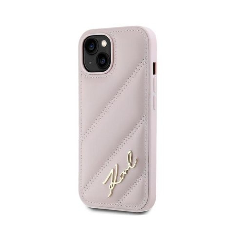Karl Lagerfeld Diagonal Quilted Script - Etui iPhone 14 / 15 / 13 (różowy) Karl Lagerfeld Diagonal Quilted Script - Etui iPhone 14 / 15 / 13 (różowy)
