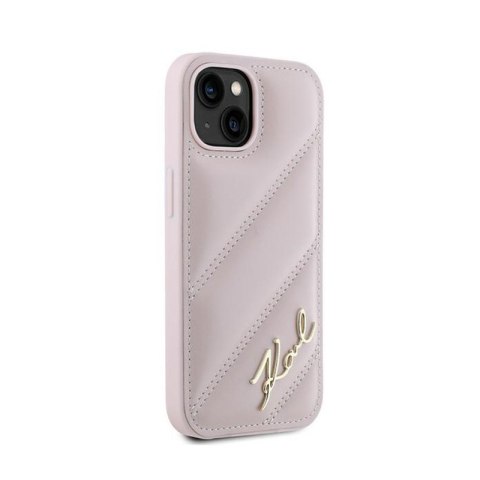 Karl Lagerfeld Diagonal Quilted Script - Etui iPhone 14 / 15 / 13 (różowy) Karl Lagerfeld Diagonal Quilted Script - Etui iPhone 14 / 15 / 13 (różowy)