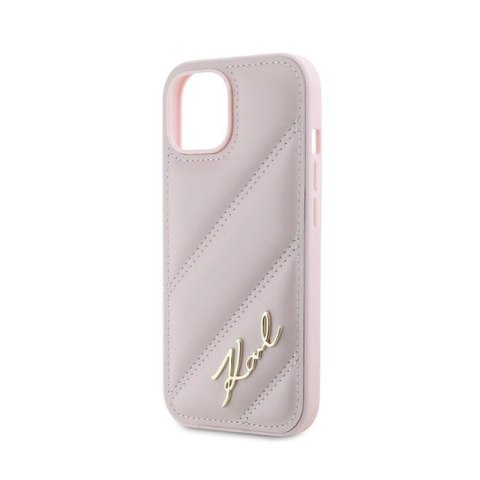 Karl Lagerfeld Diagonal Quilted Script - Etui iPhone 14 / 15 / 13 (różowy) Karl Lagerfeld Diagonal Quilted Script - Etui iPhone 14 / 15 / 13 (różowy)