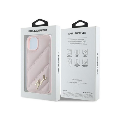 Karl Lagerfeld Diagonal Quilted Script - Etui iPhone 14 / 15 / 13 (różowy) Karl Lagerfeld Diagonal Quilted Script - Etui iPhone 14 / 15 / 13 (różowy)
