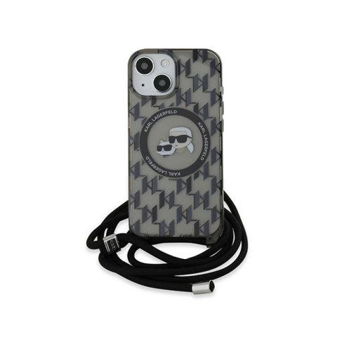Karl Lagerfeld IML Crossbody Monogram Karl & Choupette Head MagSafe - Etui iPhone 15 / 14 / 13 (czarny) Karl Lagerfeld IML Crossbody Monogram Karl & Choupette Head MagSafe - Etui iPhone 15 / 14 / 13 (czarny)