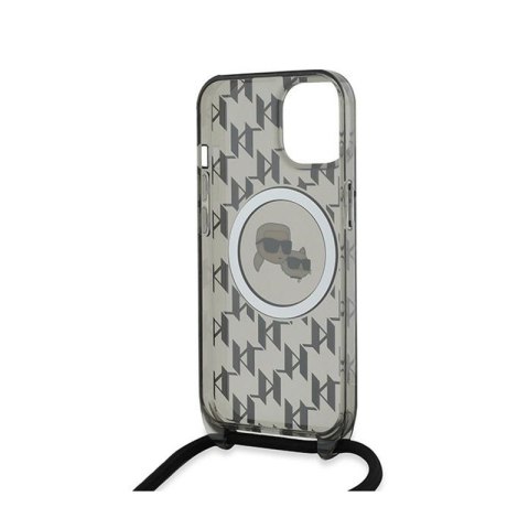 Karl Lagerfeld IML Crossbody Monogram Karl & Choupette Head MagSafe - Etui iPhone 15 / 14 / 13 (czarny) Karl Lagerfeld IML Crossbody Monogram Karl & Choupette Head MagSafe - Etui iPhone 15 / 14 / 13 (czarny)