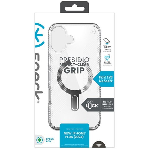 Speck Presidio Perfect-Clear Grip ClickLock & MagSafe - Etui iPhone 16 Plus (Clear / Chrome Finish / Serene Silver) Speck Presidio Perfect-Clear Grip ClickLock & MagSafe - Etui iPhone 16 Plus (Clear / Chrome Finish / Serene Silver)