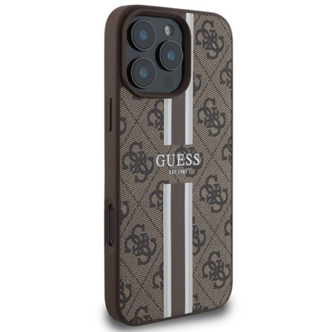 Guess 4G Printed Stripes MagSafe - Etui iPhone 16 Pro Max (brązowy) Guess 4G Printed Stripes MagSafe - Etui iPhone 16 Pro Max (brązowy)