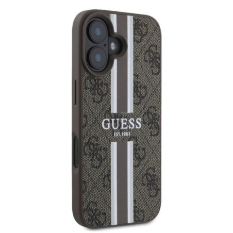 Guess 4G Printed Stripes MagSafe - Etui iPhone 16 (brązowy) Guess 4G Printed Stripes MagSafe - Etui iPhone 16 (brązowy)