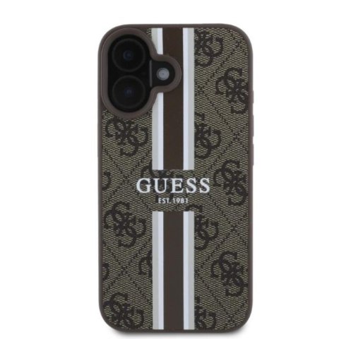 Guess 4G Printed Stripes MagSafe - Etui iPhone 16 (brązowy) Guess 4G Printed Stripes MagSafe - Etui iPhone 16 (brązowy)