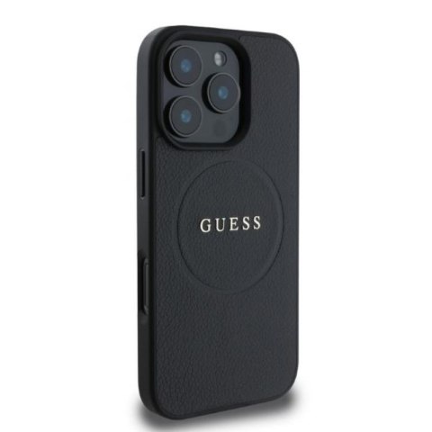 Guess Grained Ring MagSafe - Etui iPhone 16 Pro Max (czarny) Guess Grained Ring MagSafe - Etui iPhone 16 Pro Max (czarny)