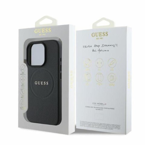 Guess Grained Ring MagSafe - Etui iPhone 16 Pro Max (czarny) Guess Grained Ring MagSafe - Etui iPhone 16 Pro Max (czarny)